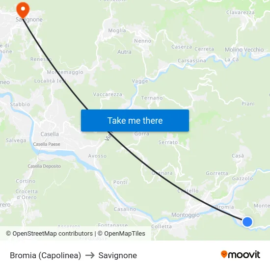 Bromia (Capolinea) to Savignone map