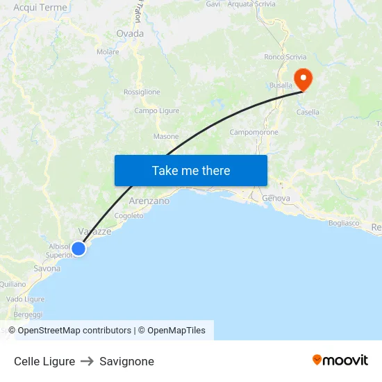 Celle Ligure to Savignone map