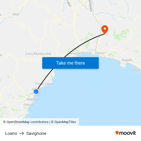 Loano to Savignone map