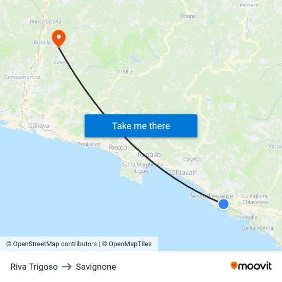 Riva Trigoso to Savignone map