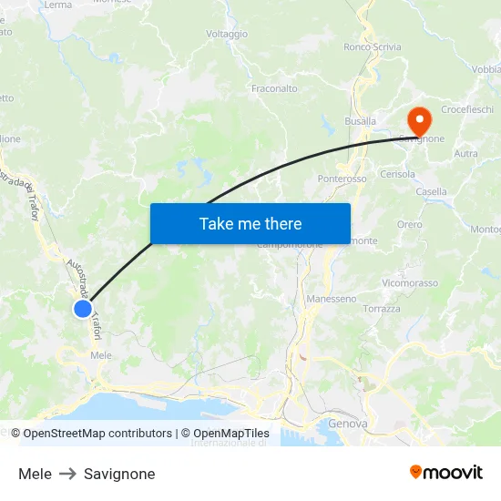 Mele to Savignone map