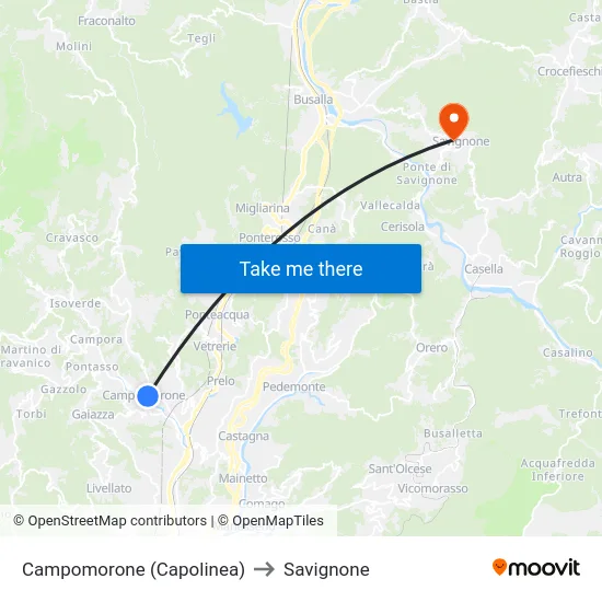 Campomorone (Capolinea) to Savignone map
