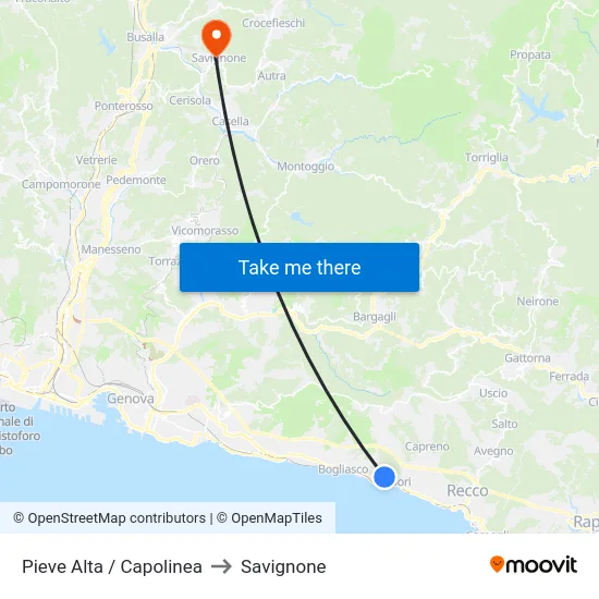 Pieve Alta / Capolinea to Savignone map