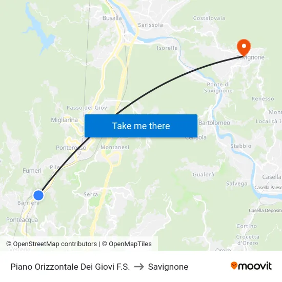 Piano Orizzontale Dei Giovi F.S. to Savignone map