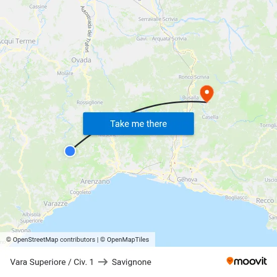 Vara Superiore / Civ. 1 to Savignone map