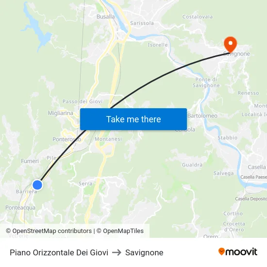 Piano Orizzontale Dei Giovi to Savignone map