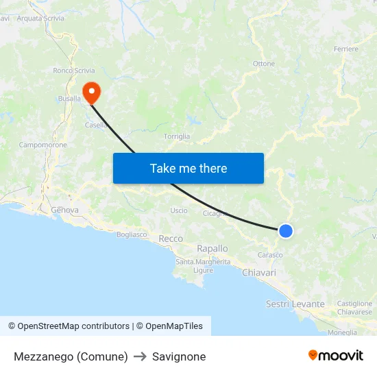 Mezzanego (Comune) to Savignone map