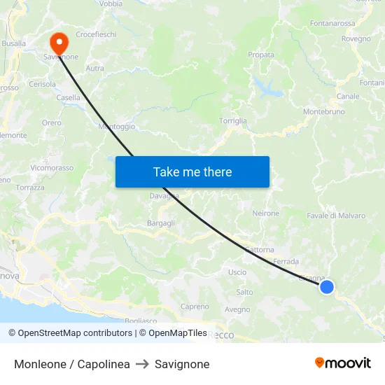 Monleone / Capolinea to Savignone map