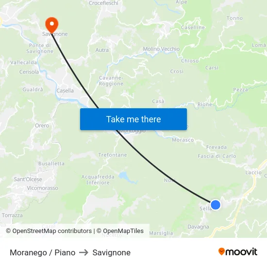 Moranego / Piano to Savignone map