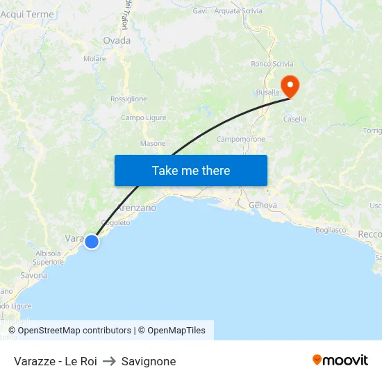 Varazze - Le Roi to Savignone map