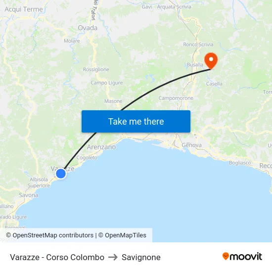Varazze - Corso Colombo to Savignone map