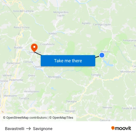 Bavastrelli to Savignone map