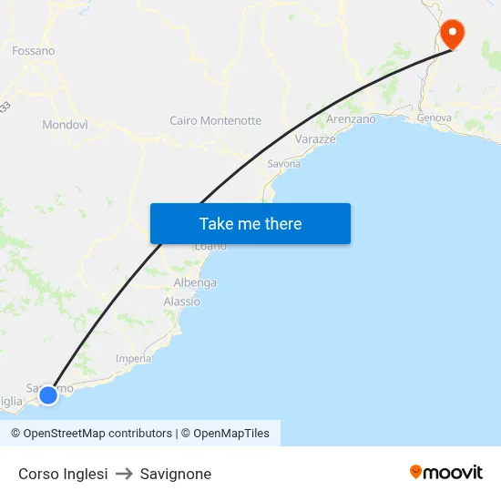 Corso Inglesi to Savignone map