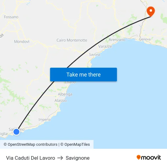 Via Caduti Del Lavoro to Savignone map