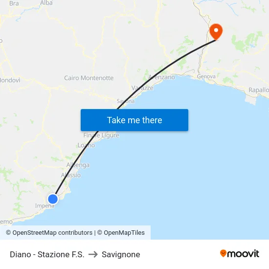 Diano - Stazione F.S. to Savignone map