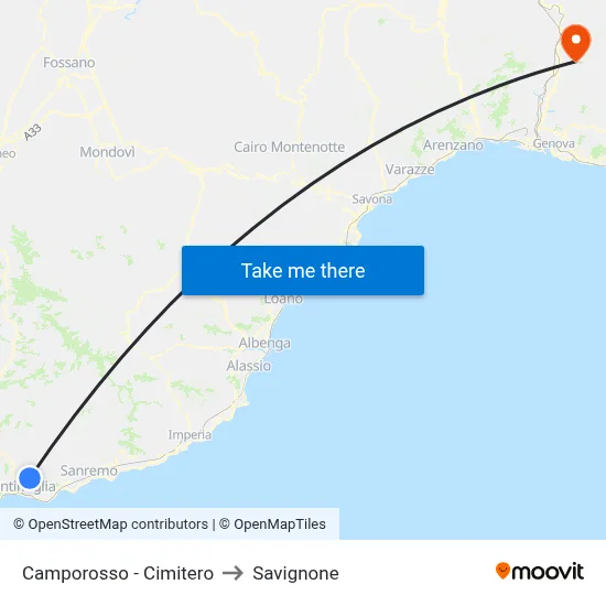Camporosso - Cemetery to Savignone map