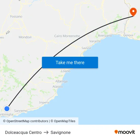 Dolceacqua Centro to Savignone map