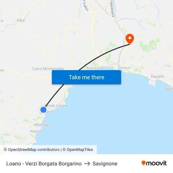 Loano - Verzi Borgata Borgarino to Savignone map