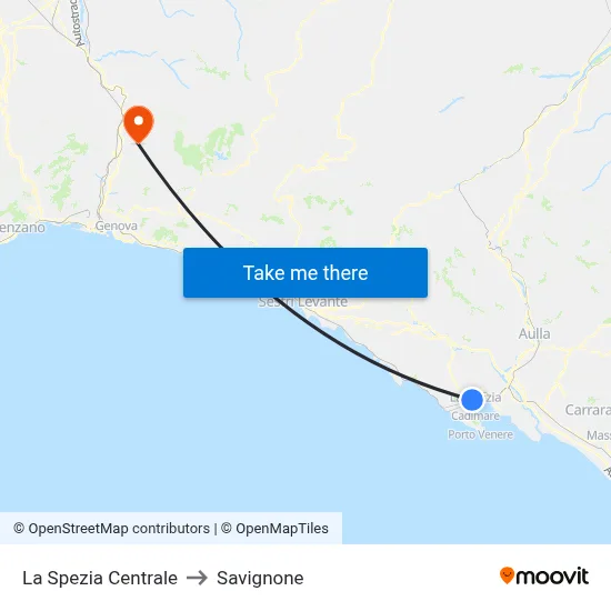 La Spezia Centrale to Savignone map