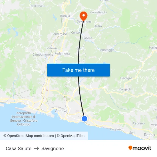 Casa Salute to Savignone map