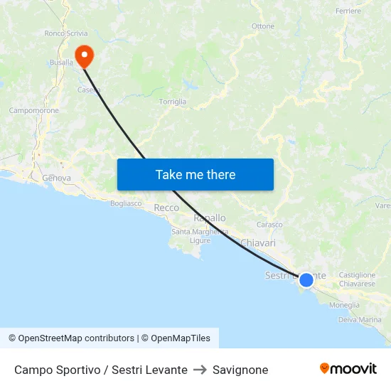 Campo Sportivo / Sestri Levante to Savignone map