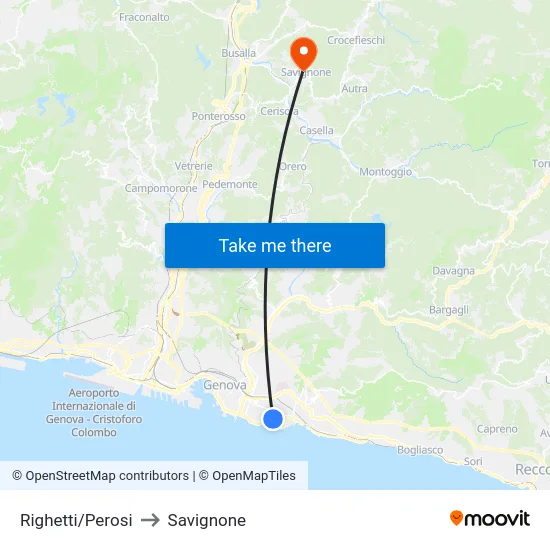 Righetti/Perosi to Savignone map