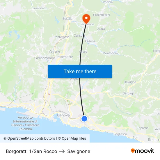 Borgoratti 1/San Rocco to Savignone map