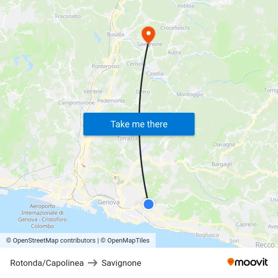 Rotonda/Capolinea to Savignone map