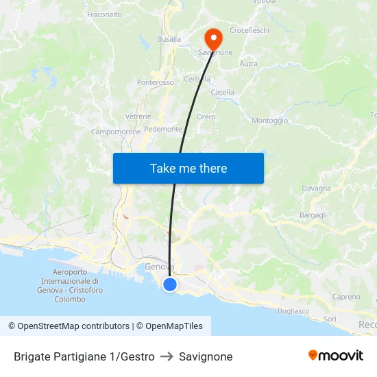 Brigate Partigiane 1/Gestro to Savignone map