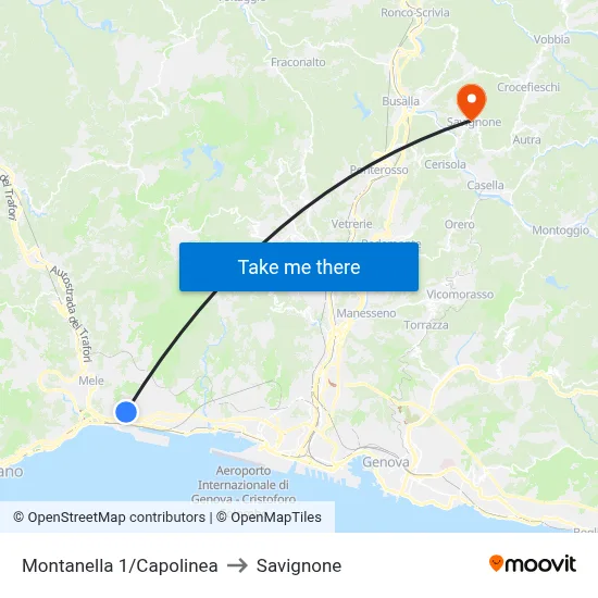 Montanella 1/Capolinea to Savignone map