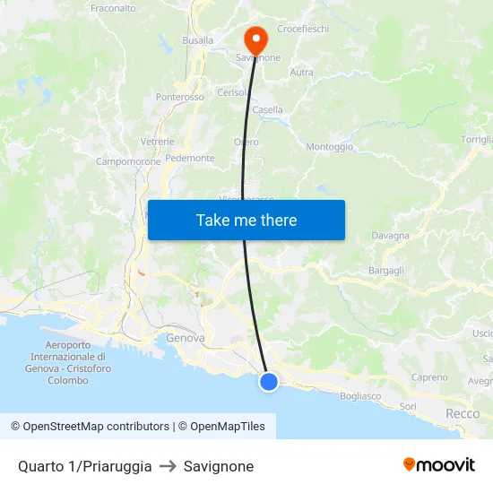 Quarto 1/Priaruggia to Savignone map