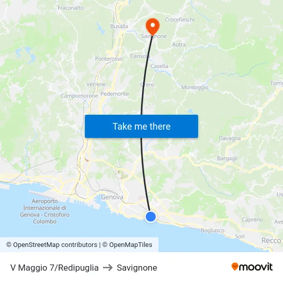 V Maggio 7/Redipuglia to Savignone map