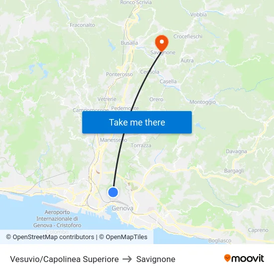 Vesuvio/Capolinea Superiore to Savignone map