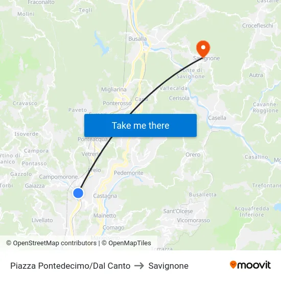 Piazza Pontedecimo/Dal Canto to Savignone map