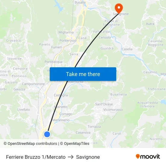 Ferriere Bruzzo 1/Mercato to Savignone map