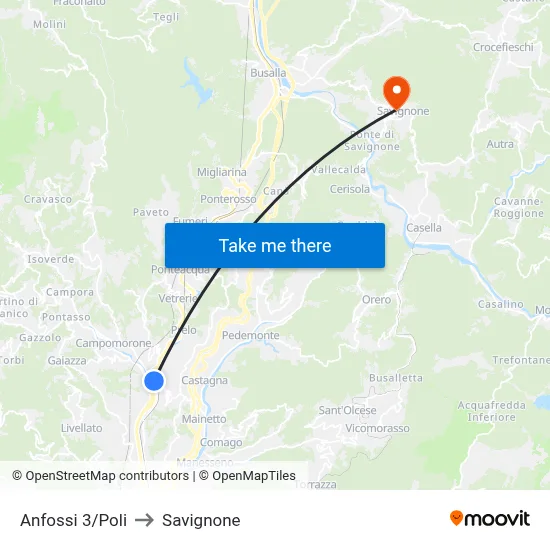Anfossi 3/Poli to Savignone map