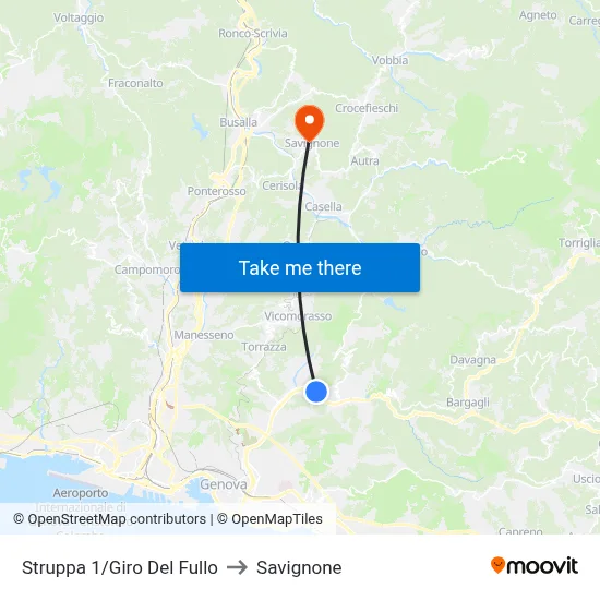 Struppa 1/Giro Del Fullo to Savignone map