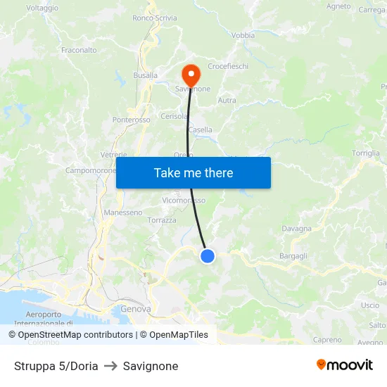 Struppa 5/Doria to Savignone map