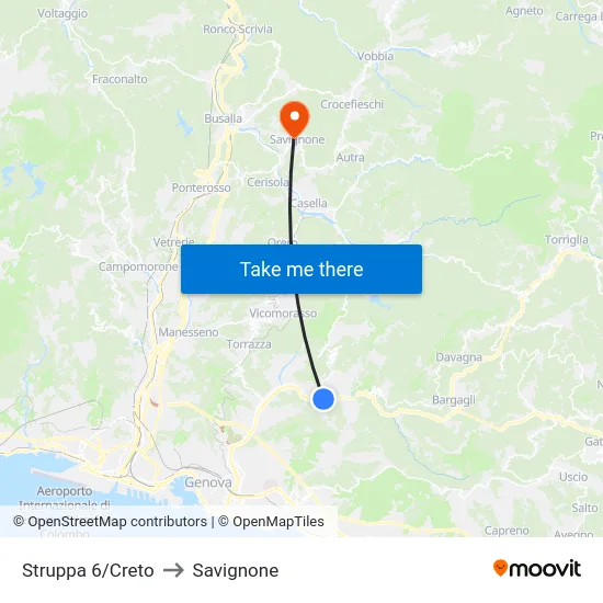 Struppa 6/Creto to Savignone map