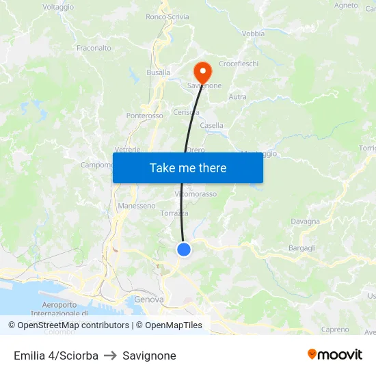 Emilia 4/Sciorba to Savignone map