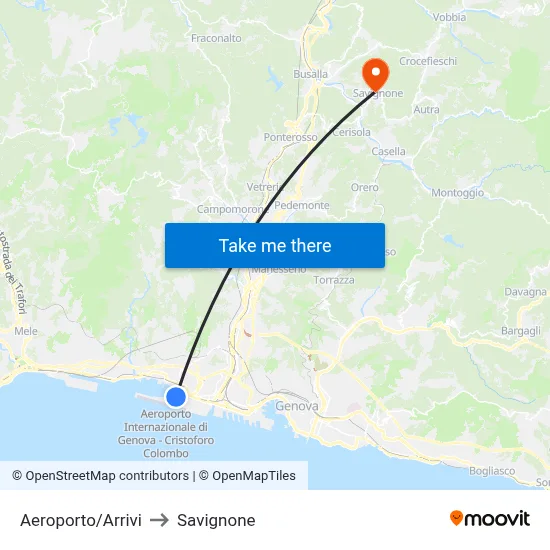 Aeroporto/Arrivi to Savignone map