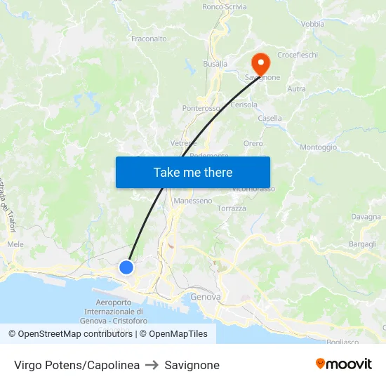 Virgo Potens/Capolinea to Savignone map