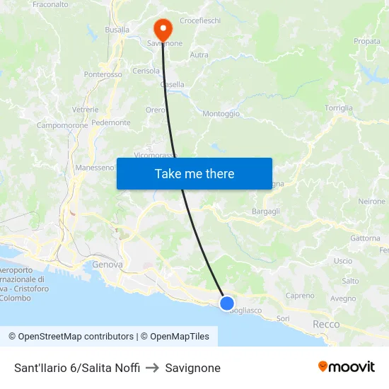 Sant'Ilario 6/Salita Noffi to Savignone map