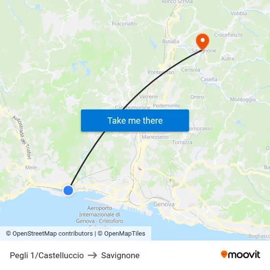 Pegli 1/Castelluccio to Savignone map