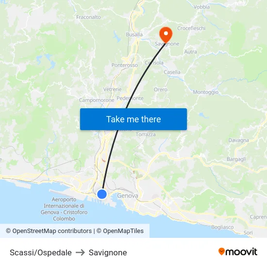 Scassi/Ospedale to Savignone map