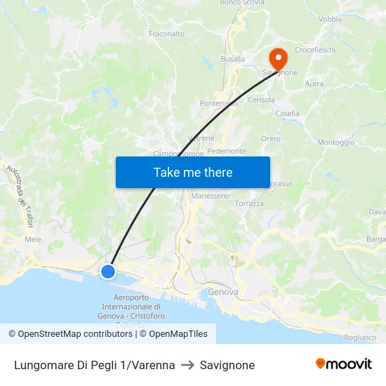 Lungomare Di Pegli 1/Varenna to Savignone map