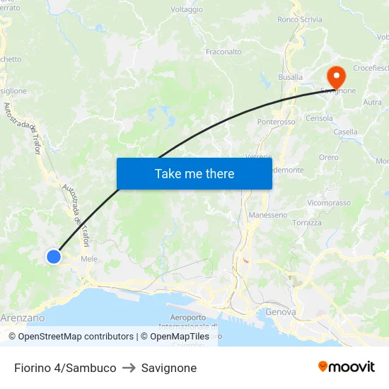 Fiorino 4/Sambuco to Savignone map