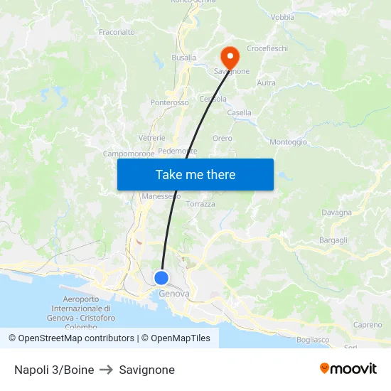 Napoli 3/Boine to Savignone map