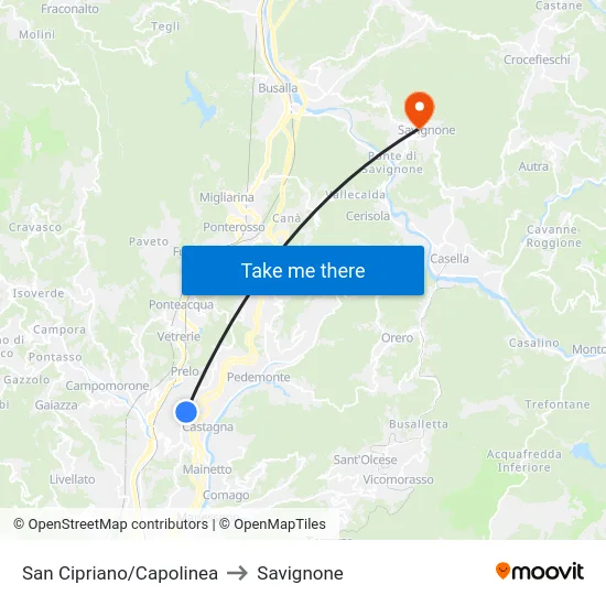San Cipriano/Capolinea to Savignone map