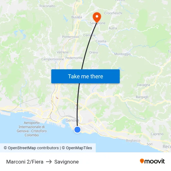 Marconi 2/Fiera to Savignone map